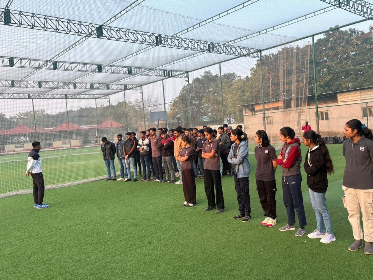 The Vocational Course on Fitness and Wellness was successfully conducted by the Sports Department from 18th to 20th December 2025 with the objective of equipping students with essential knowledge and practical skills related to fitness training and holistic wellness. The program was led by expert Mr. Rahul Baraiya, who possesses extensive experience in the field of fitness education and professional training.

During the three-day course, students were introduced to fundamental concepts of physical fitness, functional training, flexibility exercises, strength conditioning, and injury prevention. The expert emphasized the importance of correct posture, scientific exercise techniques, and consistency in maintaining physical health. Practical demonstrations and hands-on sessions enabled students to understand real-life applications of fitness principles.

The course also highlighted the significance of mental well-being, lifestyle management, and balanced nutrition as integral components of wellness. Interactive discussions encouraged students to ask questions and gain clarity on career opportunities in the fitness and wellness industry, including roles such as fitness trainer, wellness coach, and health instructor.

Overall, the vocational course proved to be highly informative and engaging. It motivated students to adopt fitness as a lifelong habit while also considering it as a viable professional pathway. The event successfully fulfilled its objective of promoting health awareness and skill development among students.
